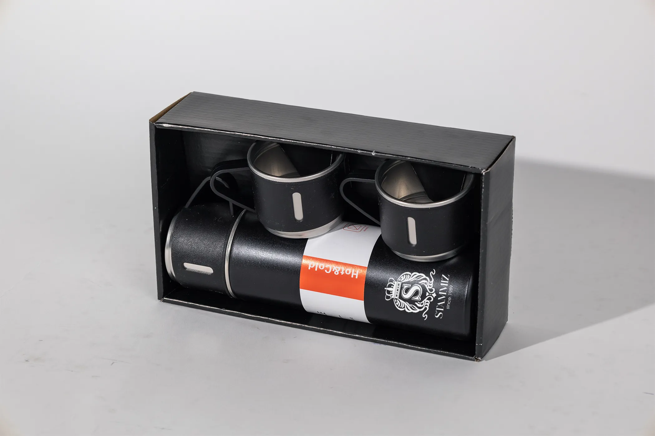 ชุดกระบอกน้ำสเตนเลส+แก้ว 2 ใบ ความจุ กระบอกน้ำ (420 มล.) + แก้ว (150 มล.)