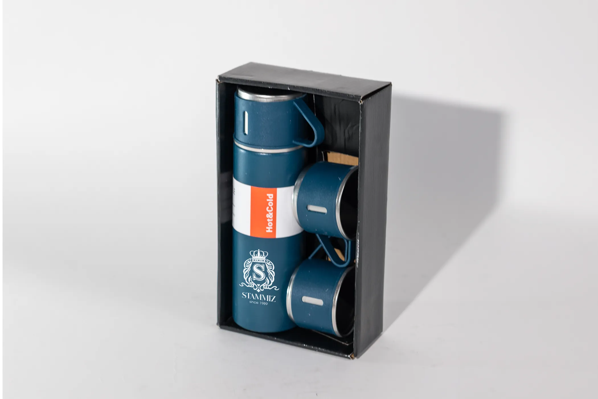 ชุดกระบอกน้ำสเตนเลส+แก้ว 2 ใบ ความจุ กระบอกน้ำ (420 มล.) + แก้ว (150 มล.)