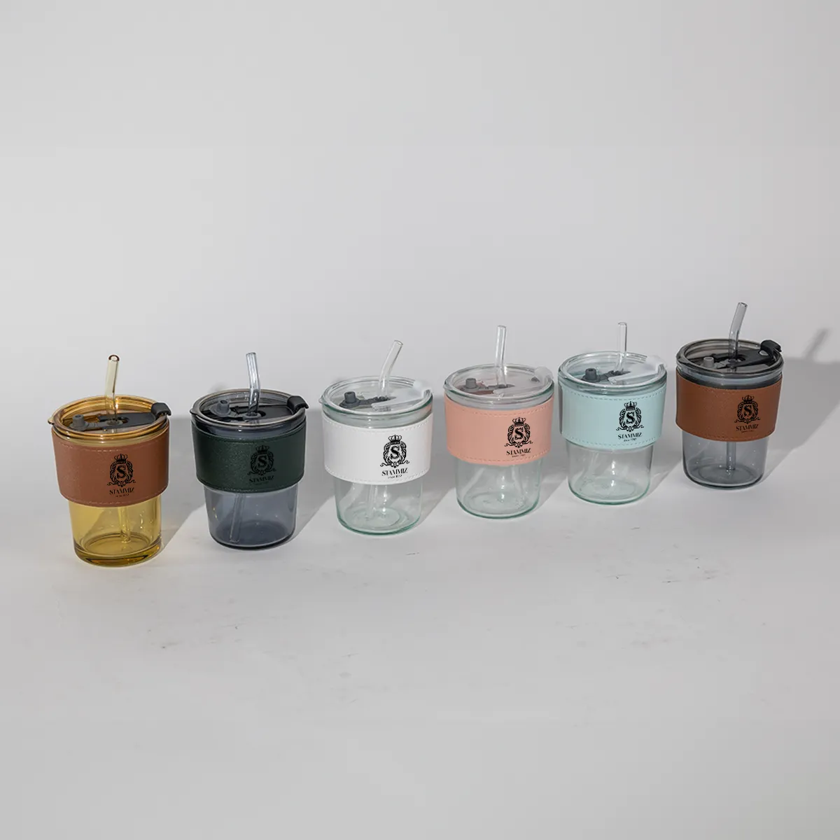 แก้วกาแฟ พร้อมปอกหนังมีฝาปิด พร้อมหลอด แบบพกพา - Image 7