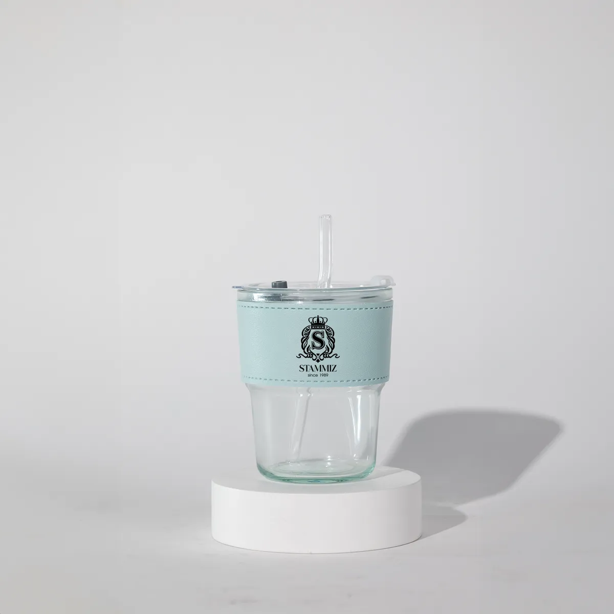 แก้วกาแฟ พร้อมปอกหนังมีฝาปิด พร้อมหลอด แบบพกพา - Image 6