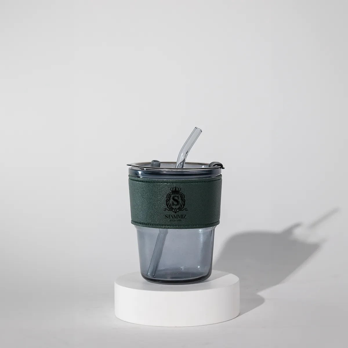 แก้วกาแฟ พร้อมปอกหนังมีฝาปิด พร้อมหลอด แบบพกพา - Image 5