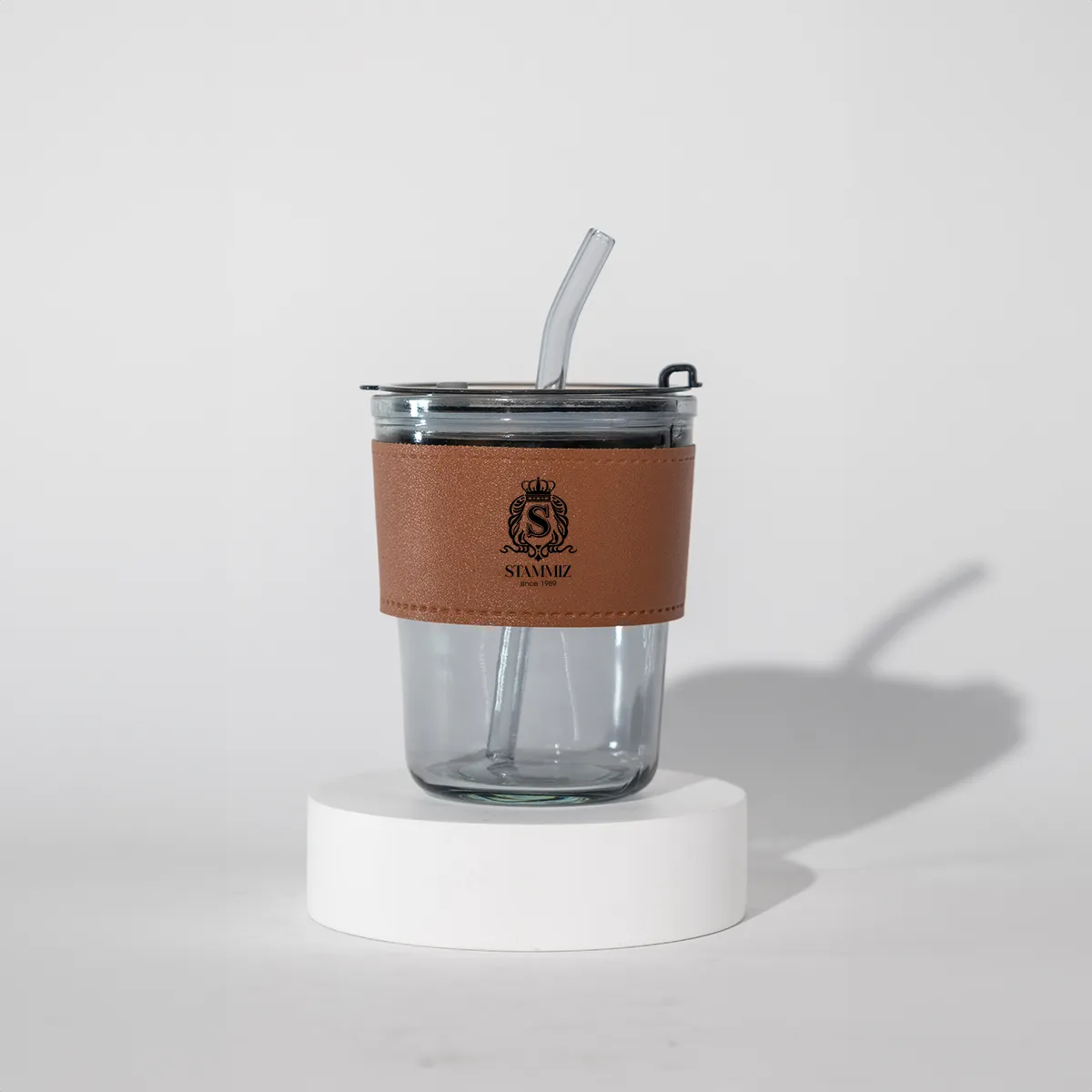 แก้วกาแฟ พร้อมปอกหนังมีฝาปิด พร้อมหลอด แบบพกพา - Image 4