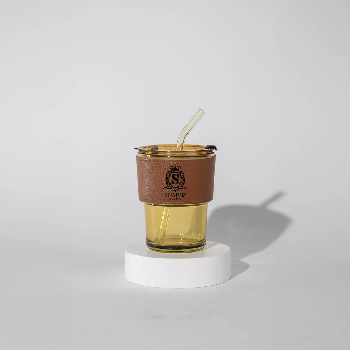 แก้วกาแฟ พร้อมปอกหนังมีฝาปิด พร้อมหลอด แบบพกพา - Image 3