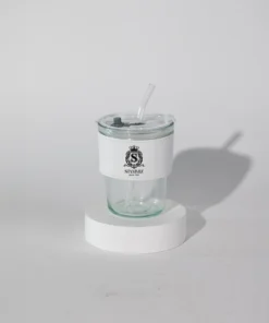 แก้วกาแฟ พร้อมปอกหนังมีฝาปิด พร้อมหลอด แบบพกพา